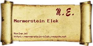 Mermerstein Elek névjegykártya